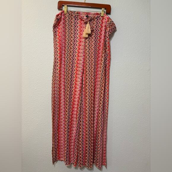 Becca Sundown Crochet Split Leg Swim Cover Up Pants Carrot Orange, Pink L - Picture 4 of 8